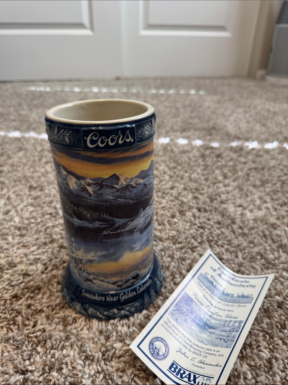 Vintage 2003 Coors Somewhere Near Golden Colorado Collector Beer Stein + COA